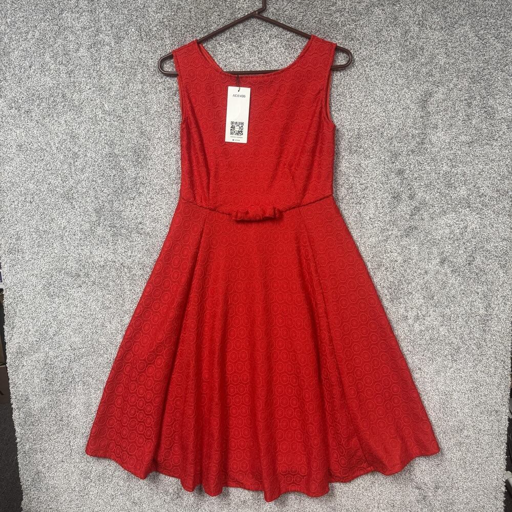 Acevog Fit & Flare Dress M Retro Rockabilly Romantic Coquette Feminine Prom NWT